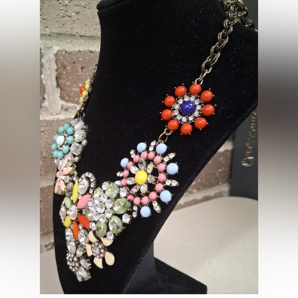 J Crew Floral Multicolor Statement Necklace - Picture 2 of 13